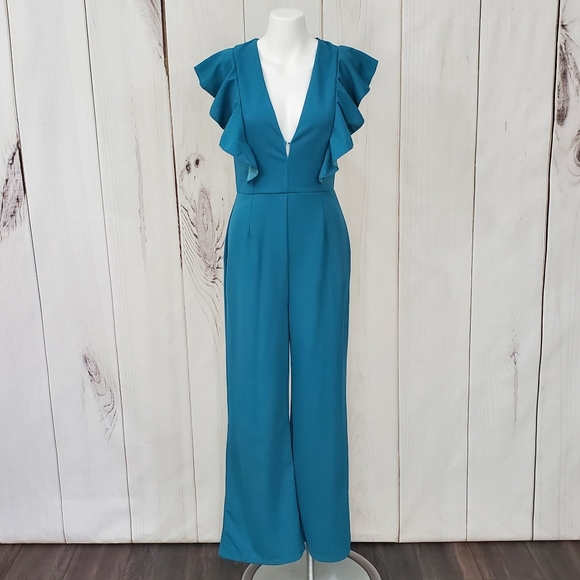 BelleFemme Boutique Pants - Teal Jumpsuit Pants Turquoise NEW Retro Disco 70s